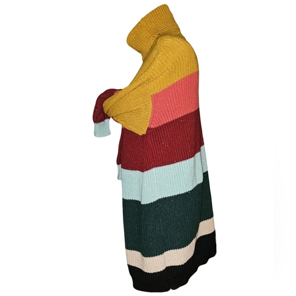 Farm Rio Anthropologie Striped Turtleneck Sweater Dress Multicolor Sz S - Picture 8 of 16